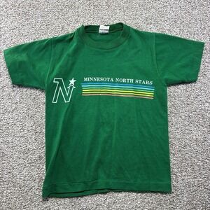 Vintage Minnesota North Stars Shirt Boys Small Green NHL Hockey Velva Sheen 80s